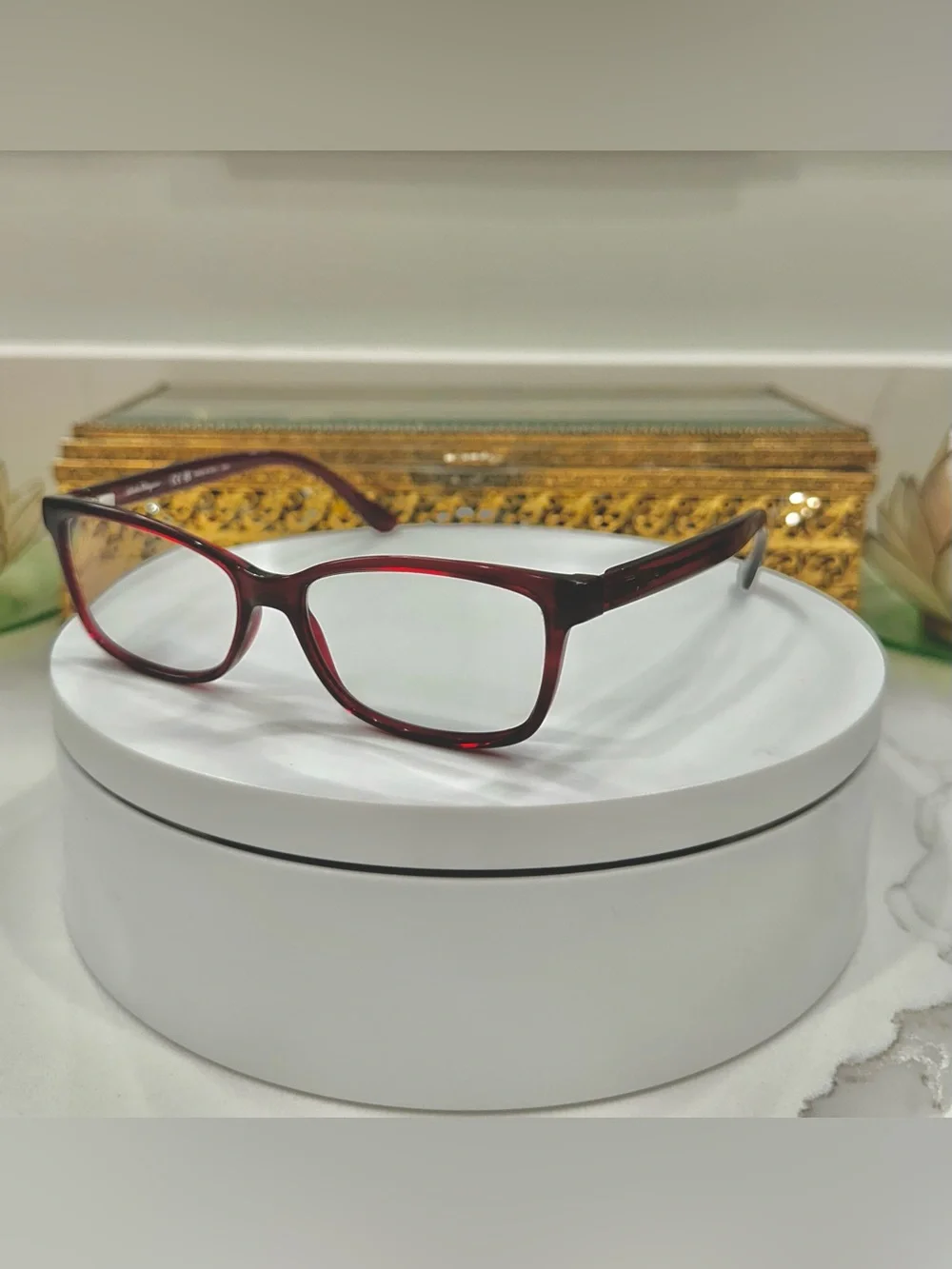 Salvatore Ferragamo SF2886 Vibrant Red Transparent Rx Eyeglass Frames EUC Italy